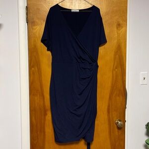 Ne midor blue plus size ruched wrap dress